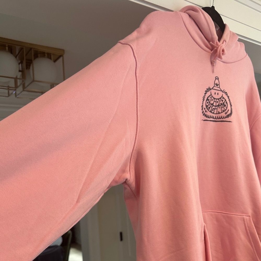 Men's Adidas Originals Pink Logo Loose Fit Hoodie - Size XL - Picture 5 of 16